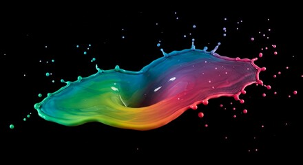 Vibrant Rainbow Paint Splash Colorful Liquid Dynamic Fluid Art