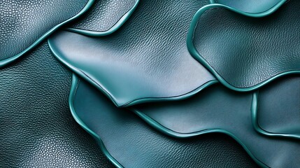 Naklejka premium Teal Leather Abstract Wave Pattern Design