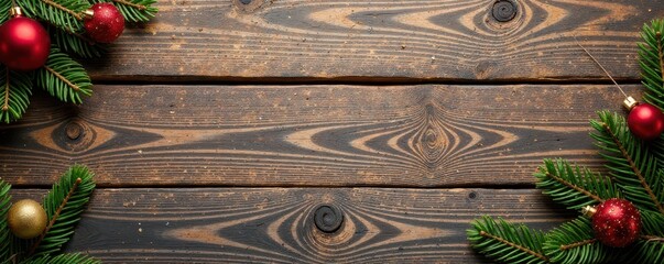 Fototapeta premium Weathered wood planks, rustic Christmas decor , design, christmas