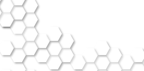 Abstract hexagon white background with shadow .white background Futuristic blue neon honeycombs. Modern technology design. Vector illustration.	
