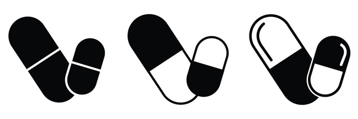 Medicine pills solid vector icon set vector design eps  888