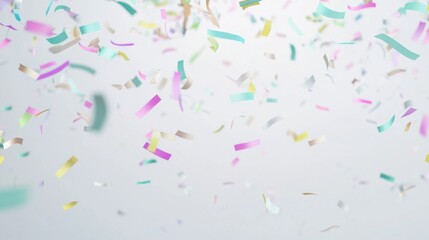 Ethereal Pastel Confetti Micro Spray on Matte Dove Gray Background Cinematic Composition
