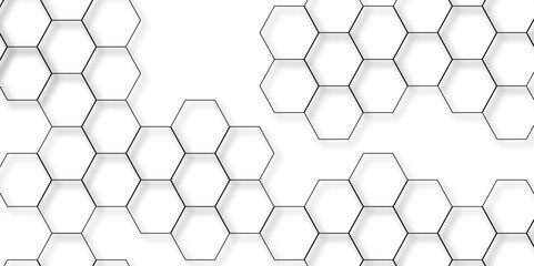 Abstract hexagon white background with shadow .white background Futuristic blue neon honeycombs. Modern technology design. Vector illustration.	
