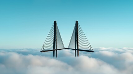 Fototapeta premium Abstract Geometric Structures Emerging from Clouds: A Futuristic Digital Dreamscape