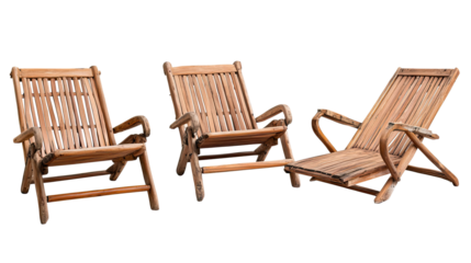 Wooden Beach Chairs Ideal for Relaxing by the Ocean Generative AI