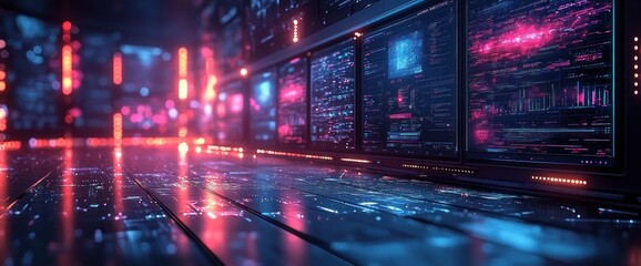 Futuristic Digital Workspace with Innovative Web Design Screens in Modern Isometric Style