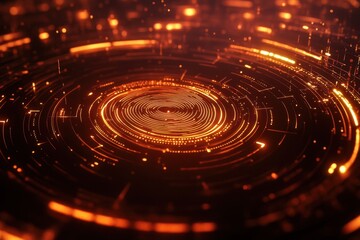 Fototapeta premium Glowing Digital Fingerprint Surrounded by Data Lines