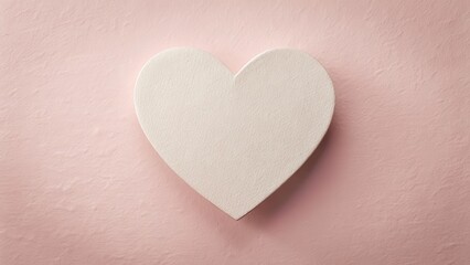 Obraz premium A blank paper heart with a subtle texture is centered on a soft pink background, creating a soothing visual composition that conveys innocence and purity, feminine, vintage