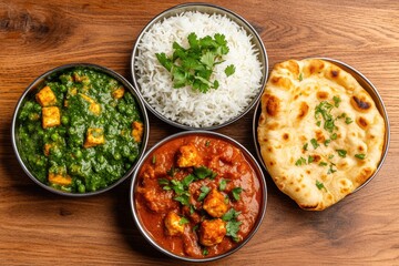 Flavorful Indian Feast with Chicken Tikka, Paneer Makhani, and Naan