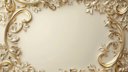 Elegant Golden Baroque Frame Design for Luxury Background