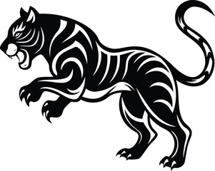 Fierce Tiger vector illustration, Premium quality fierce Tiger silhouette vector art, fierce Tiger line art vector