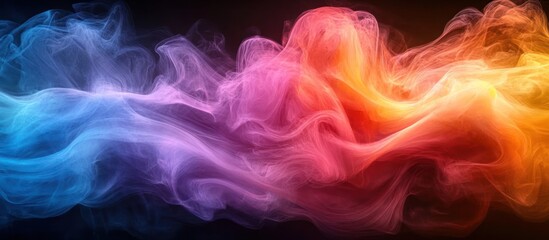 Fototapeta premium Abstract colorful smoke swirls on black background.