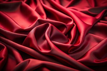 Obraz premium Luxurious Deep Red Fabric A Close-Up of Elegance and Texture.