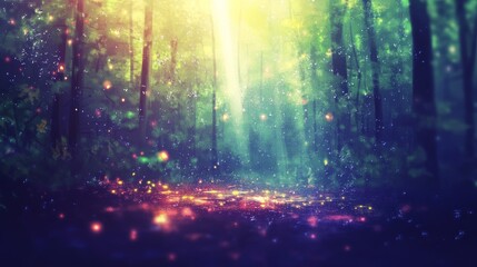 Enchanting Firefly Forest Path at Dusk