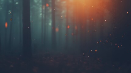 Fototapeta premium Enchanting Forest Fireflies Glimmering Dusk