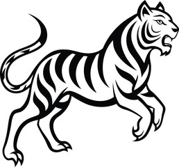Fierce Tiger vector illustration, Premium quality fierce Tiger silhouette vector art, fierce Tiger line art vector