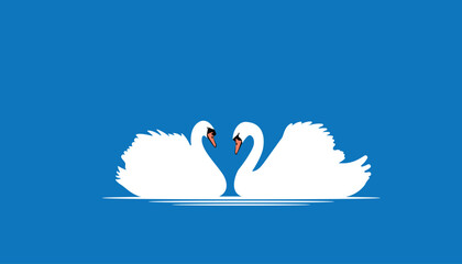 Two white swans vector illustration © Sirapob