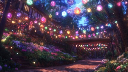 Enchanting Night Garden Path Illumination Festival