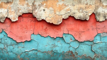 Obraz premium Cracked Paint Layers on Weathered Wall in Vibrant Colors