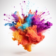 iridescent ink explosion white background