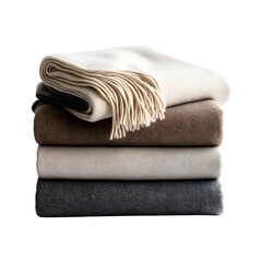 Luxurious Cashmere Blankets in Neutral Tones Isolated on Transparent Background