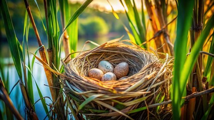 Long Exposure: Marsh Warbler Eggs in Nest - Nature Photography
