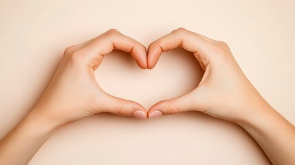 Fototapeta premium Hands Forming Heart Shape on Neutral Background for Love Concept