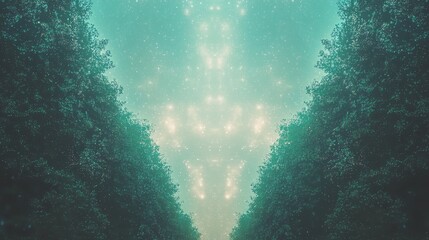 Fototapeta premium Faint Luminescent Patterns Forming in a Serene Forest Landscape