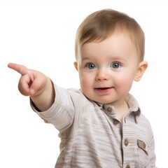 Funny baby with exaggerated facial expression and gesture