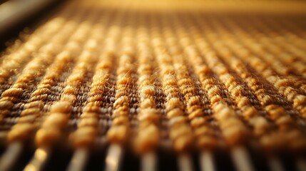 Warm light illuminates intricately woven textile texture. AI Generated