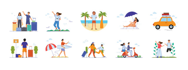 Fototapeta premium Holiday set illustration. Flat vector illustration