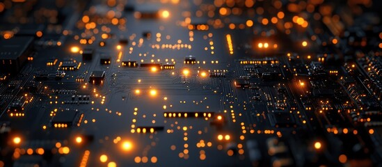 Obraz premium Illuminated circuit board with glowing components. (1)