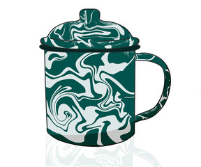 Vintage traditional striped morif enamel cup or blirik cup Without background