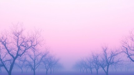 Obraz premium Minimalistic Tinted Orchard Landscape at Dusk with Sparse Trees