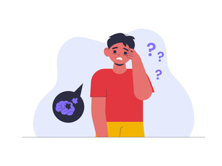 Amnesia illustration. Healthy problems illustrations. Flat vector illustrations