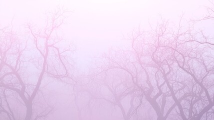 Misty Orchard Landscape with Bare Trees and Soft Light Atmosphere