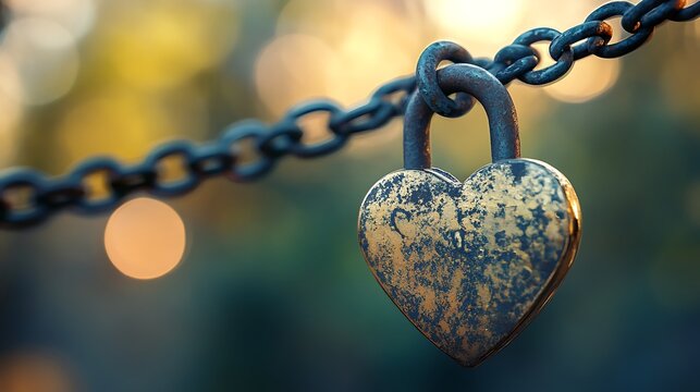 Heart-Shaped Lock on a Chain: A Symbol of Love and Commitment