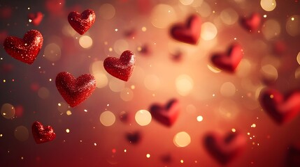 Obraz premium sparkling red hearts valentine's day background