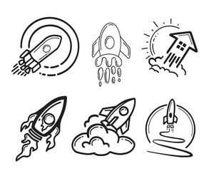 Fototapeta premium flying rocket drawn art set illustration inspiration