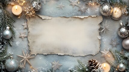 Obraz premium vintage christmas background with ornaments and candles