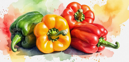 capsicum watercolour illustration background