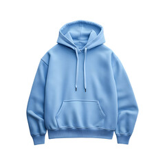 Cozy Fleece Hoodie in Light Blue Isolated on Transparent Background
