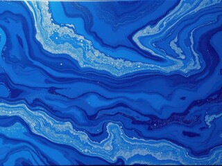 Obraz premium Navy blue and silver liquid marble acrylic art with textured surface, geometric shapes, navy blue color