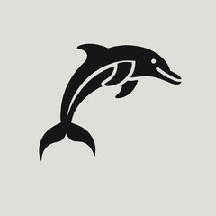 Fototapeta premium Dolphin Silhouette in black on a white background