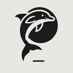 Obraz premium Dolphin Silhouette in black on a white background