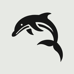 Obraz premium Dolphin Silhouette in black on a white background