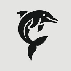 Naklejka premium Dolphin Silhouette in black on a white background