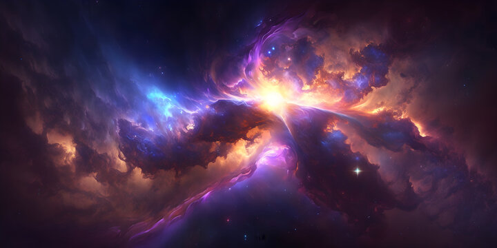 Fantastische Weltraum-Nebula mit leuchtender galaktischer Explosion
