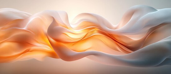Obraz premium Abstract flowing fabric in orange and white tones.