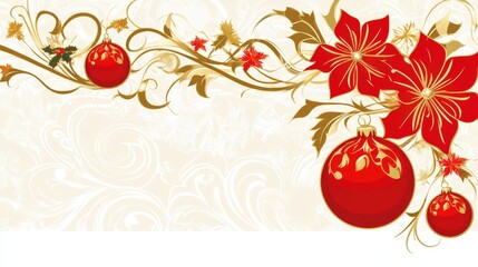 Festive Christmas Ornament and Poinsettia Design